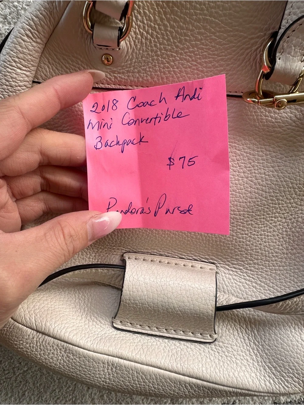 Coach Chalk Pebbled Leather Mini Backpack with Gold Hardware